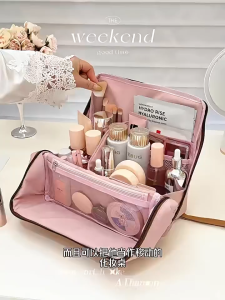 Travel Cosmetic Bag Portable luggage Makeup Bag Large Travel Compartment Makeup. Magnetic Stand-up Makeup Bag