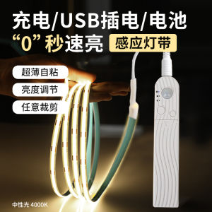 Self-Adhesive Wiring Free USB Charging Sensor Light Bar Intelligent Human Body Automatic LED Light Strip Ultra-Thin Linear Small Night Lamp
