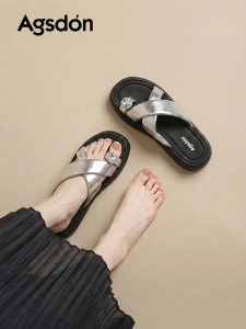 Agsdon | Thick Sole Flip Flop Sandals Water Drill Decorations