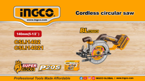 INGCO 20V BRUSHLESS CORDLESS CIRCULAR SAW (UNIT ONLY) CSLI1402 ICPT