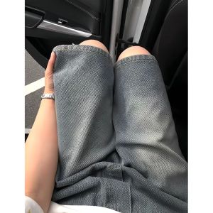 Quần Short Denim Nam Ống Đứng Họa Tiết Ngôi Sao Và Chữ Thập Mùa Hè Phong Cách Mỹ Cổ Điển Quần Dài Năm Điểm