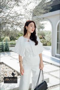 ส่งเร็ว! set (4) ชิ้น  เสื้อ+กางเกง ขายาว ทรงสวยมาก พร้อมเข็มขัด  สวยมากแม่ ใส่สบายใส่ทำงาน ความสวยเป๊ะจัดเลย ใส่เที่ยว.  งานหรูดูแพง  👍🏻  เเพทเทิ