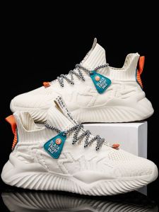 DTHN | Spring Autumn Mens Breathable Running Shoes Mesh Fly Knit Dad Casual Sports Sneakers Low Top Round Toe EVA Outsole