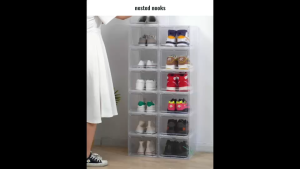 Premium Thick Solid Quality Display Transparent Shoe Box with Magnetic Front Side Lid Horizontal Vertical Shoes Storage