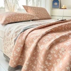 Class A Cotton Four-Layer Gauze Crease Proof Bed Sheet One-Piece Pure Cotton Quilting Non Slip Bedspread Machine Washable All Year Round Neutral