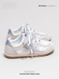 Warrior | Womens Breathable Flat Bottom Mesh Dequn Shoes Autumn New Style Casual Round Toe Rubber Outsole Comfortable All Match Vintage Board Shoes