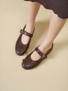 Josiny | Bow Buckle Strap Mary Jane Style Flat Shoes