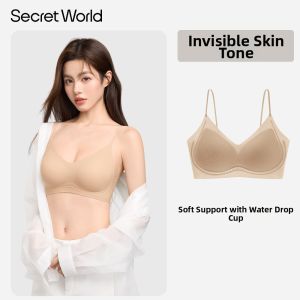 Secret World | Womens Fine Straps Invisible Seamless Push-up Bra