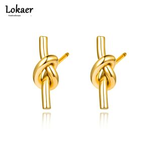 Lokeer เครื่องประดับต่างหูตุ้มหูสเตนเลสสตีลชุบทอง18K สำหรับผู้หญิงปราศจากนิกเกิลสำหรับ E22002หูที่บอบบาง