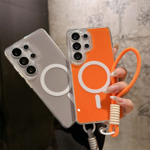 Magnetic Case with Wrist Strap For Samsung Galaxy S26 Plus + S25 Edge S24 FE S23 S22 Ultra A57 A56 A55 A37 A36 A17 A16 A07 A06