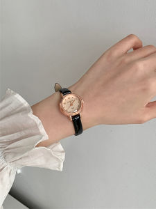 Elegant Small Dial Quartz Womens Watch Simple Design Leather Strap Shockproof Water Resistant round Alloy Case Domestic Brand