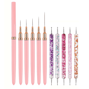 10Pcs/Set Nail Art Pen Set Brushes Elongated Lines Striping Drawing UV Gel Painting Nail Design Pen Professional Manicure Tool