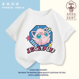 Bandai | Pokémon Crew-neck Short-sleeved T-shirt - Pet Pokémon Fat Tin Loose Cotton Girls Half-Sleeve Top Childrens Clothing