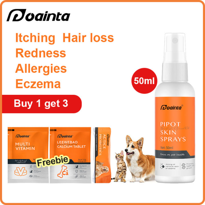 PUAINTA Pipot Antifungal Skin Spray For Dog& Cat Skin Treatment Antimite Dermatitis Tick&Flea