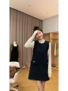 plus Size Womens Gauzy Tassel Halter Dress Elegant Slimming Vest Skirt Autumn New Style Commute Vintage Straight Cut Sleeveless