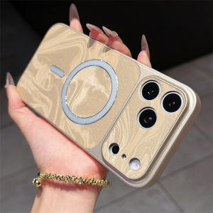 Luxury For Magsafe Magnetic Water Ripple Matte Case For iPhone 17 16 15 14 Plus 13 12 11 Pro Max Plating Bumper Shockproof Cover
