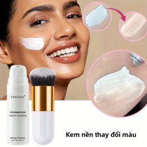 Bộ Kem Nền Dạng Lỏng Đổi Màu 2 Chiếc Độ Che Phủ Hoàn Toàn Kết Thúc Bằng Lớp Nền Mờ Kem Dưỡng Ẩm BB Kiểm Soát Dầu Trang Điểm Mặt