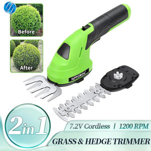 HIPPCRON 2 in 1 Portable Electric Hedge Trimmer Kit Cordless Handheld Mower Grass Shrub Home Garden Rechargeable 2000Mah Outdoor