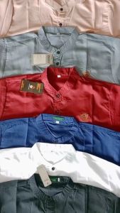 Baju Koko Kurta Pria Dewasa Lengan Pendek Polos Bahan Katun