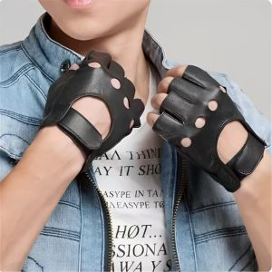 Kids Adult PU Leather Fingerless Gloves Half Finger Fashion Gloves for Dancing Cosplay Cycling Outdoor Sports Gloves