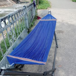 Bộ Võng Xếp Sắt Sơn Tĩnh Điện Khung Lớn Nặng 8kg + Lưới Cán Thép Dày 13kg - Võng Xếp Cao Cấp