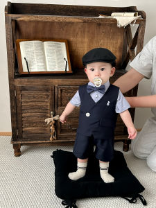 Korean Style Summer Outfit for Baby Boys Birthday Cake Cutting Ceremony 1 Year Old Toddler Boys Clothes Set Breathable Thin Material