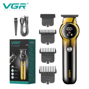 VGR | VGR 989 Mens Hair Clipper Gradient Color Body Hair Trimmer USB Dual Use Pusher Powerful LED Intelligent Digital Display Pusher