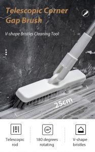 Telescopic Corner Gap Brush Toilet Floor Corners Window Line Cleaning Scrub V-shape Bristles Cleaning Tool 25x130cm