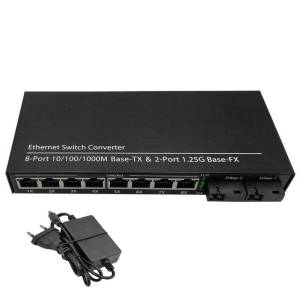 Bộ Chuyển Mạch Ethernet Gigabit Fiber 2F8E 8 Cổng RJ45 Với 2 Bộ Chuyển Đổi Quang SC 1000Mbps 1310/1550nm Chế Độ Đơn Cho Việc Mở Rộng Mạng