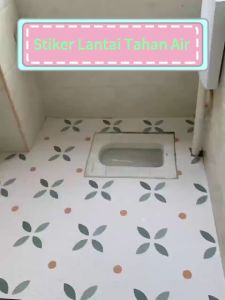 Stiker Lantai PVC Tahan Air Motif Daun Hijau Segar Anti Selip