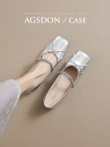 Agsdon | Silver New French Ballet Flat Soft Mary Jane Shoes