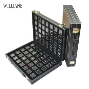 Portable Travel Gemstone Storage Case Gem Jewelry Display Box 70pcs Stone Holder Organizer Loose Diamond Carrying Bag PU Leather