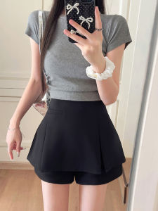 Black High Waist Suit Shorts Womens Autumn Winter Design Slim A-Line Hot Pants Skirt Pants Trendy plus Size Casual Trousers