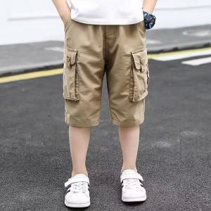 Boys Summer Workwear Shorts Five-Quarter Length Thin Cotton Trousers for Middle And Large Children Trendy And Versatile