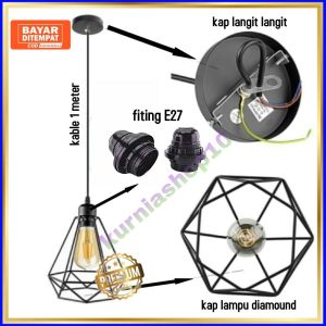KR 1 Set Kap Lampu Gantung Diamound Hias Langit Langit Dsain Minimalis Dekorasi Cafe