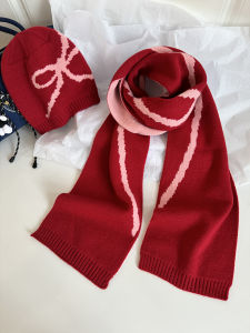 Feytiy Mềm Mũ Dệt Kim Hai Mặt Nút Bướm Khăn Quàng Cổ Mũ Trùm Đầu Ấm Áp Cổ Ấm Áp Er Mùa Thu Mùa Đông Bộ Phụ Kiện Thời Trang