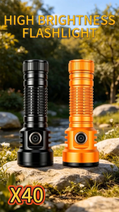 Asafee X40 LED Flashlight  2800LM 8 Bulbs 5 Modes Double Turbo Rechargeable torch with Clip for Outdoor Work