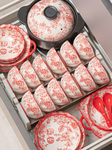 Bộ Đồ Ăn Bằng Sứ Tròn Phong Cách Trung Hoa Mới Cưới Bộ Đồ Ăn Gia Đình Quà Tặng Di Chuyển Hộp Quà Tặng Bát Đĩa