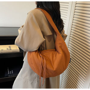Casual Chic Tote Bag Womens Fashion Shopping Bag with Fringe Wide Shoulder Strap Large Capacity Nylon Material Commuting Bag