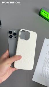 HOWESION Trendy PU Leather Texture Magnetic Phone Case For iPhone 16 Pro Max /15 14 13 12 Pro Max Alloy Lens Protective Cover
