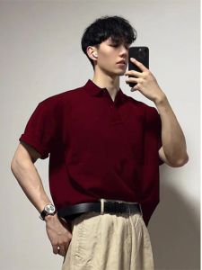 YOULIN | Wine Red Stylish Mature Polo Shirt