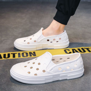 Mens Summer Outdoor Beach Sandals Wear-Resistant Water Shoes Breathable Slip-On Flat Heel EVA Upgraded Version of Clog Shoes