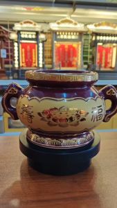 祖先香炉/福寿香炉/福寿祖先炉/双耳炉/朱红/拜祖先专用 Ancestor Joss Pot