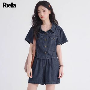 puella | Youthful Stylish Summer Denim Shirt and Shorts Set