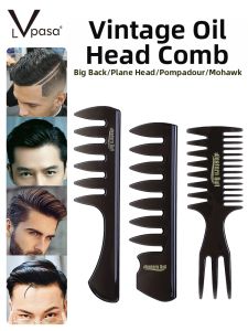 LVpasa | Men Vintage Pompadour Hairstyle Large Backhead Texture Styling and Shaping Comb Wide Tooth Comb