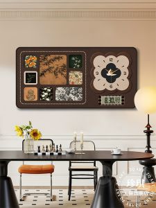 Retro Dining Room Clock Wall Art Simple Modern Decorative Painting High End Tableware Millennium Calendar Mural Painting