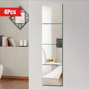 4pcs Self-Adhesive Acrylic Mirror Wall Stickers - Flexible Non-Glass Decorative Tiles for Home & Wedding Decor
