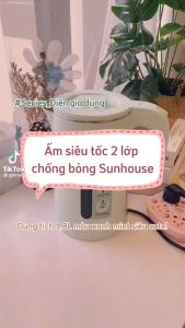 Ấm siêu tốc inox 2 lớp Sunhouse dung tích 1.8 lít bảo hành chính hãng toàn quốc 12 tháng Cao Cấp