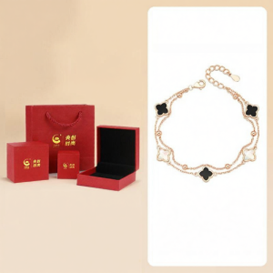 YANGCHUANGSHISHANG | Four Leaf Clover S925 Silver Bracelet With Jade