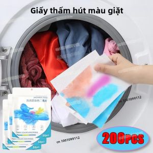 50/100/200 Chiếc Giấy Giặt Quần Áo Chống Bám Màu Viên Chống Nhuộm Cho Máy Giặt Giấy Hấp Thụ Màu Để Giữ Quần Áo Sạch Sẽ